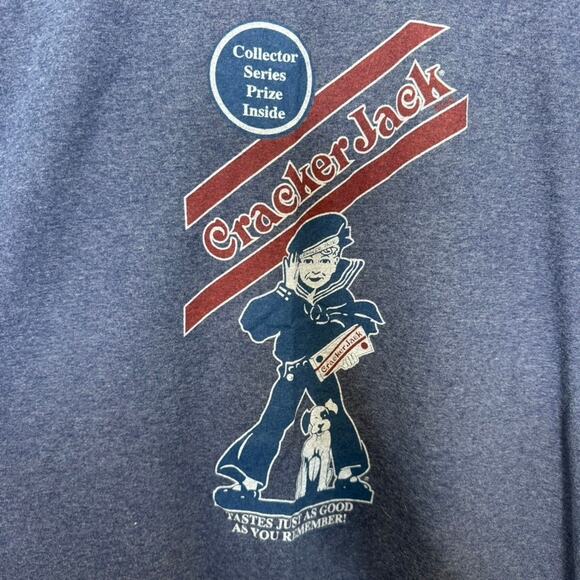 Cracker Jack Vintage Ringer T-Shirt Large Navy Blue Retro Graphic Alstyle Tee - Picture 3 of 7